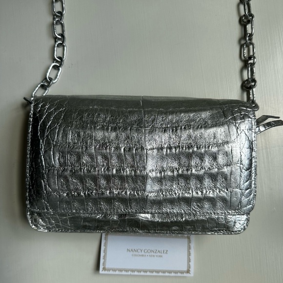 Nancy Gonzalez Metallic Crocodile Wallet On Chain| - Picture 2 of 9